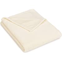 Amazon Basics Velvet Plush Throw Manta suave con tacto de terciopelo- Elfenbenfarben- 127 x 152 cm
